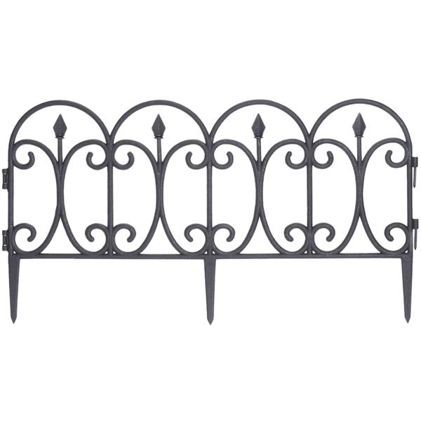 4er-Set wetterfester Beetzaun, schwarz, je 60 x 30 cm: robuster Pflanzenschutz & dekorative Beetumrandung, einfache Montage für Garten & Beete