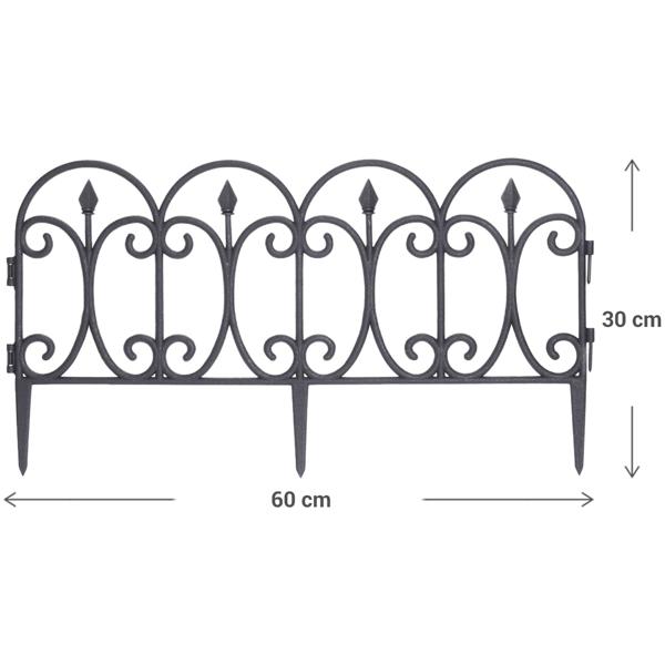 4er-Set wetterfester Beetzaun, schwarz, je 60 x 30 cm: robuster Pflanzenschutz & dekorative Beetumrandung, einfache Montage für Garten & Beete