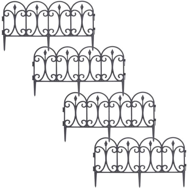 16er-Set wetterfester Beetzaun, schwarz, je 60 x 30 cm: robuster Pflanzenschutz & dekorative Beetumrandung, einfache Montage für Garten & Beete