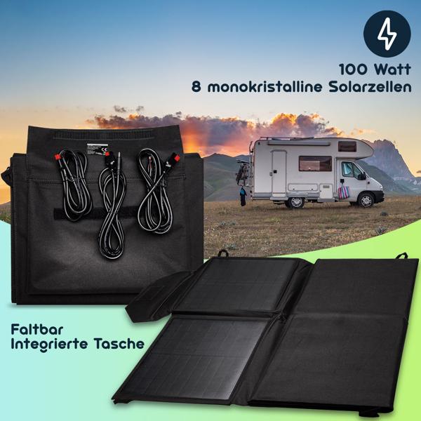 Professionelle tragbare Powerstation & Solar-Generator, 800 Wh, 1000 Watt im Set mit 1 mobilen 110-Watt-Solarpanel