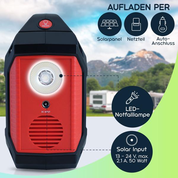 Tragbare Powerstation & Solar-Generator, 155 Wh, 180 Watt, Akku mit 230V & 12V, Leuchte, USB, Reise, Camping, Notstrom inkl. mobiles 60 Watt Solarpanel
