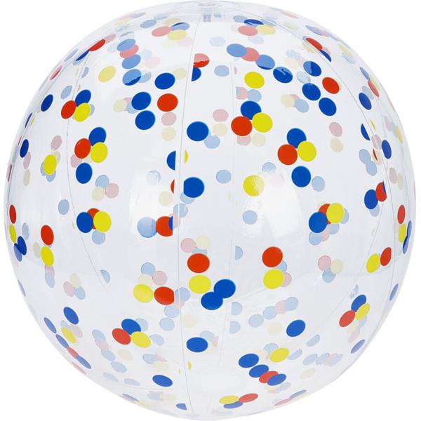 2er-Set Aufblasbarer Strandball 50 cm Durchmesser - Halbdurchsichtig mit bunten Konfetti-Punkten - Aufblasbarer Wasserball für Pool, Strand und Urlaub