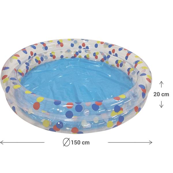 Farbenfrohes Planschbecken Ø 150cm - Robustes PVC-Kinderpool für Garten & Balkon - Schnell aufblasbar, platzsparend, ideal für Kinder & Haustiere
