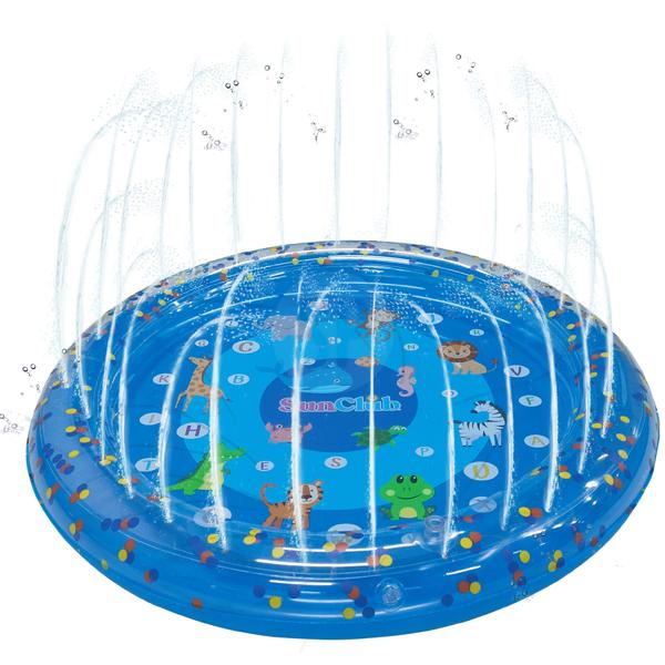 Wasserspielmatte mit Spritzdüsen, Ø 90cm: Spritzmatte für Kinder, erfrischend & sicher – Dein Spass-Paradies mit Wasserfontänen im Garten