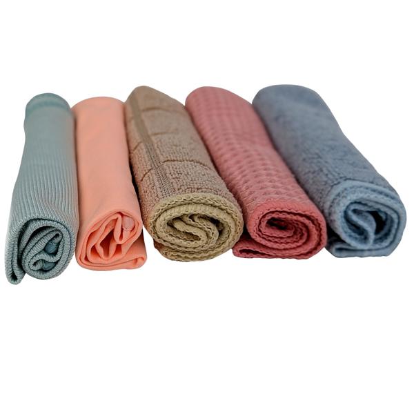 Mikrofaser-Reinigungstücher mit unterschiedlicher Struktur, 5-tlg. - fusselfrei, 30 x 30 cm, Multifunktional für Küche, Bad, Auto, Fenster