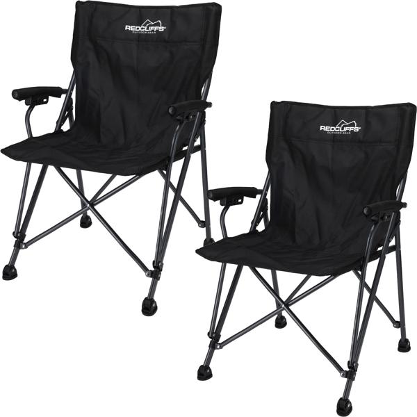 2er-Set Campingstuhl, schwarz, klappbar, robust, leicht & platzsparend, Ideal für Camping, Outdoor & Festivals