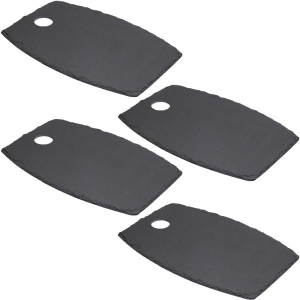 4er-Set Serviertablett Schieferplatte - Modernes Deko & Serviertablett für Feste - Elegantes Design, robust, 34x23x0,5cm, leicht zu reinigen
