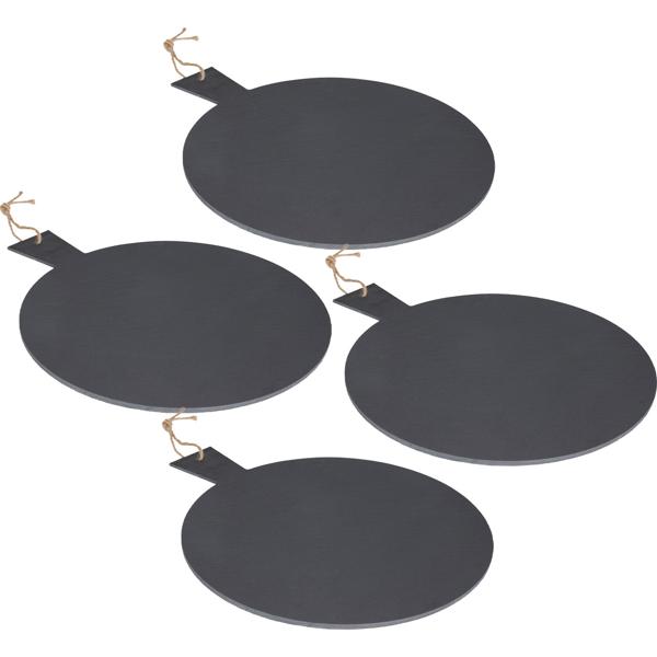 4er-Set Schiefer Serviertablett mit Griff - Elegantes Servieren & Dekorieren für jeden Anlass - Ø 35 cm - Robust, hygienisch & unikate Optik