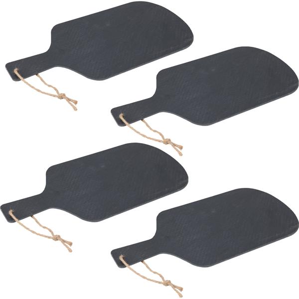 4er-Set Servierbrett Schieferplatte 38x20 cm - Elegantes Dekotablett für Weihnachten Geburtstag Feste - Robust Langlebig Vielseitig Nutzbar