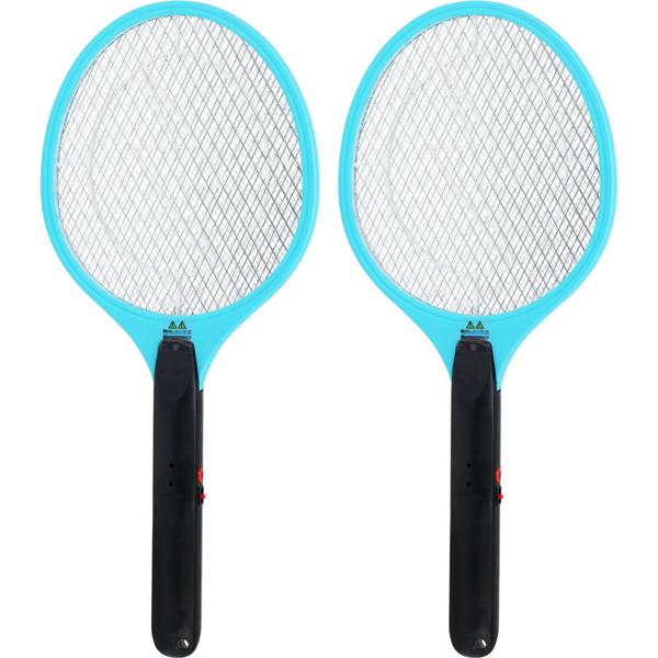 2er-Set Elektrische Fliegenklatsche - wirksamer Schutz vor Fliegen Mücken für erholsame Nächte Camping - Akku 1200 mAh USB-Kabel - Schutzgitter chemikalienfrei