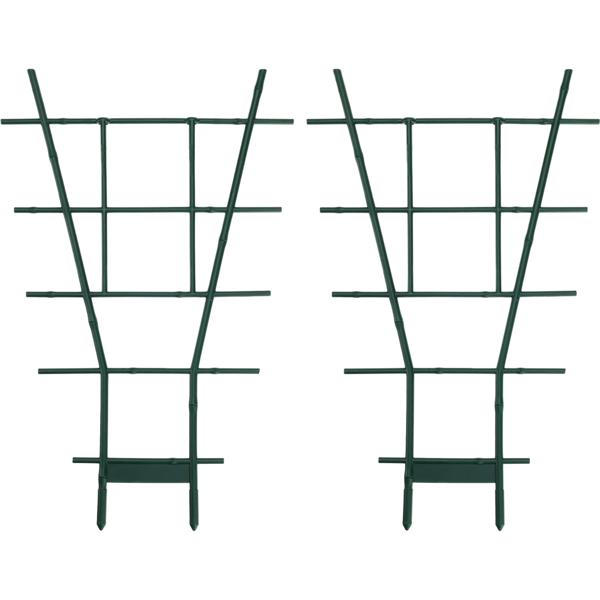 2er-Set Stabiles Fächerspalier Pflanzgitter, grün, 38 x 24 cm, wetterfest, dekorativ & stabil für Kletterpflanzen, Garten & Balkon, langlebig