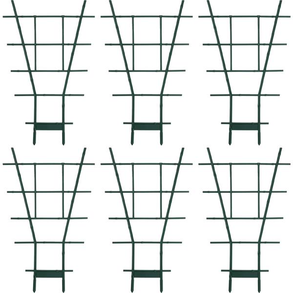 6er-Set Stabiles Fächerspalier Pflanzgitter, grün, 38 x 24 cm, wetterfest, dekorativ & stabil für Kletterpflanzen, Garten & Balkon, langlebig