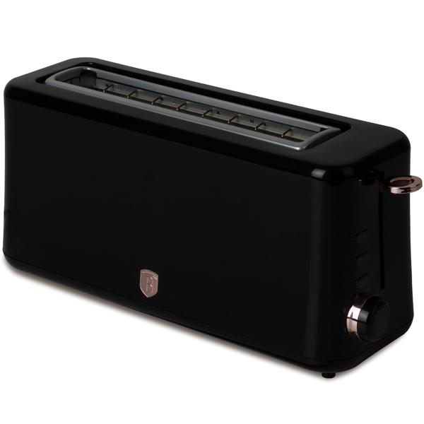 Stylischer Langschlitztoaster schwarz-roségold (980W) - 6 präzise Röststufen plus Aufwärm- & Auftaufunktion für perfekten Toast-Genuss jeden Tag