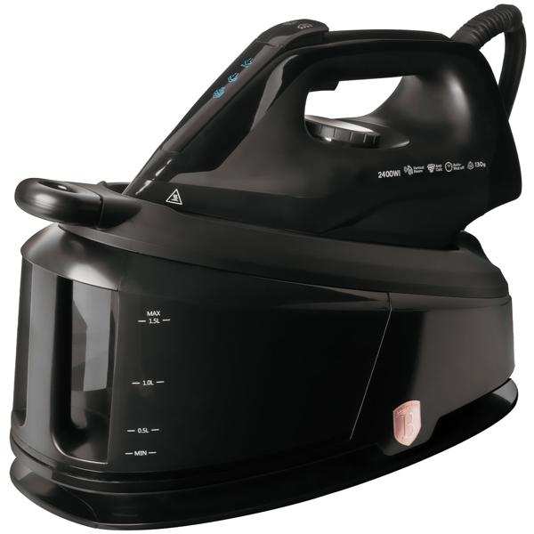 Leistungsstarke Dampfbügelstation, 5 Bar, 2200W, schwarz – Keramik Bügelsohle, Anti-Kalk, Selbstreinigung, schnelles & effektives Bügeln