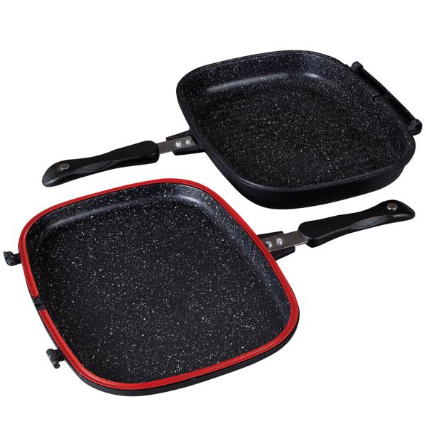 Doppel-Bratpfanne - Ø 32 cm Wendepfanne mit Gummidichtring & Magnetverschluss - Antihaft-Marmorbeschichtung - Induktionsgeeignet & PFOA-frei