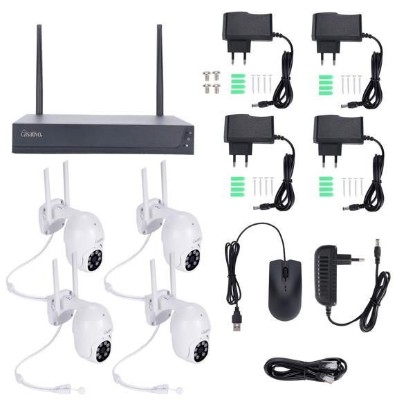 Professionelles Funk-Überwachungssystem mit 4 - 2K Schwenk-Kameras - Helle Nachtsicht, Bewegungsmelder & Live App-Zugriff, IP66 – Schützen Sie Ihr Eigentum