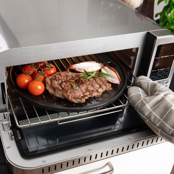 Profi Pizzaofen 400°C elektrisch mit Pizzastein, Air-Fryer & Grillfunktion – 18L Backofen mit 15 Automatikprogrammen, 2000W