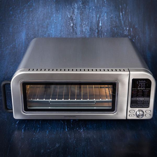 Profi Pizzaofen 400°C elektrisch mit Pizzastein, Air-Fryer & Grillfunktion – 18L Backofen mit 15 Automatikprogrammen, 2000W