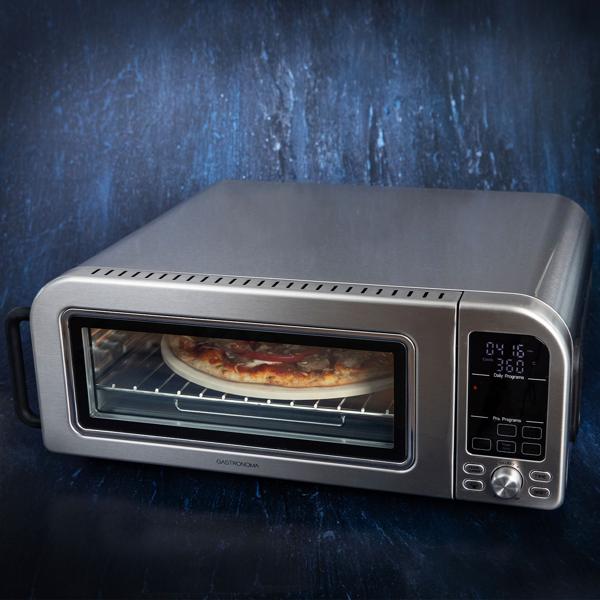 Profi Pizzaofen 400°C elektrisch mit Pizzastein, Air-Fryer & Grillfunktion – 18L Backofen mit 15 Automatikprogrammen, 2000W