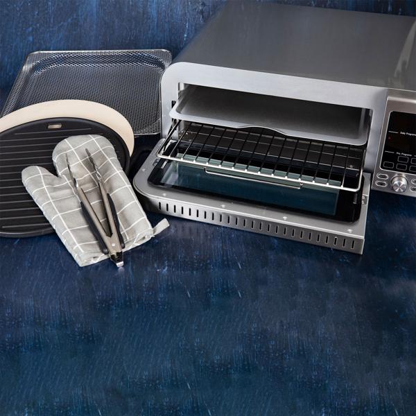 Profi Pizzaofen 400°C elektrisch mit Pizzastein, Air-Fryer & Grillfunktion – 18L Backofen mit 15 Automatikprogrammen, 2000W