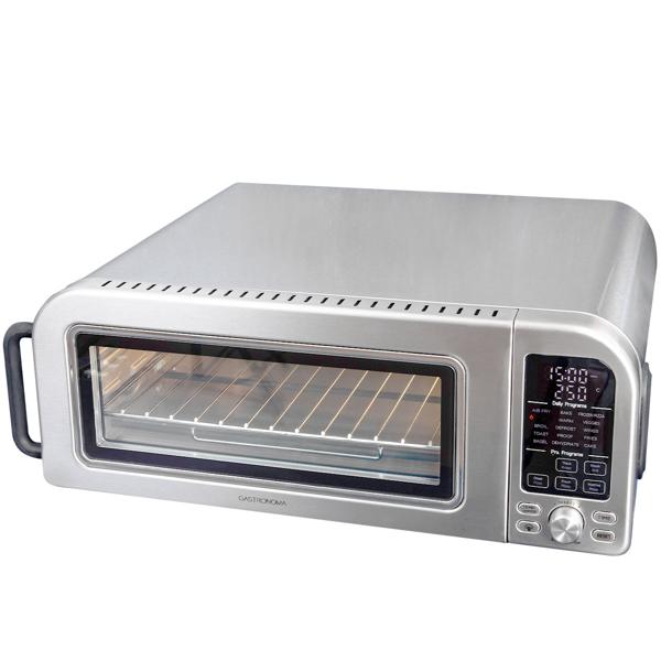 Profi Pizzaofen 400°C elektrisch mit Pizzastein, Air-Fryer & Grillfunktion – 18L Backofen mit 15 Automatikprogrammen, 2000W