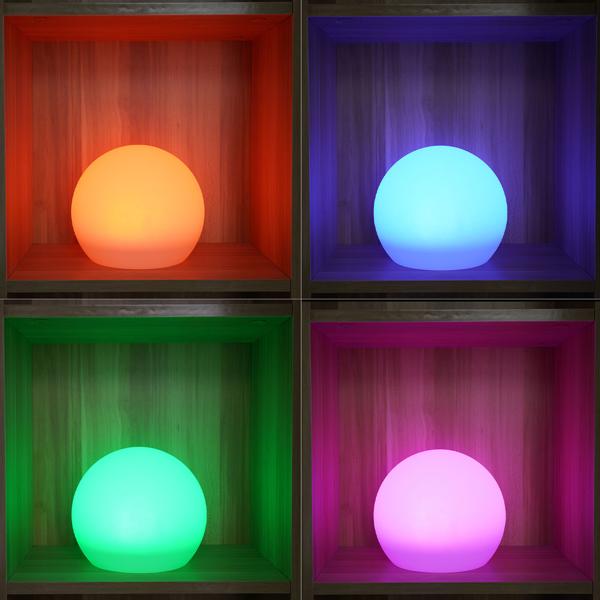 Solar-LED-Leuchtkugel, Ø 30cm, RGBW mit Fernbedienung, 60 Lu, IP67. Farbwechsel-Lichtkugel für Garten & Terrasse, wetterfest & kabellos