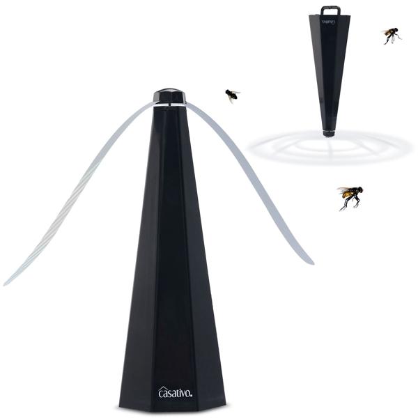 Mobiler 2-Flügel Insektenvertreiber Batterie & USB: Sanfte, effektive Fliegenabwehr für Tisch & unterwegs, flexibel beim Essen & Outdoor