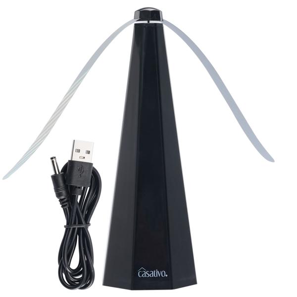 Mobiler 2-Flügel Insektenvertreiber Batterie & USB: Sanfte, effektive Fliegenabwehr für Tisch & unterwegs, flexibel beim Essen & Outdoor