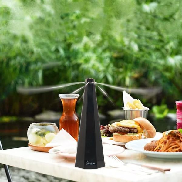 Mobiler 2-Flügel Insektenvertreiber Batterie & USB: Sanfte, effektive Fliegenabwehr für Tisch & unterwegs, flexibel beim Essen & Outdoor