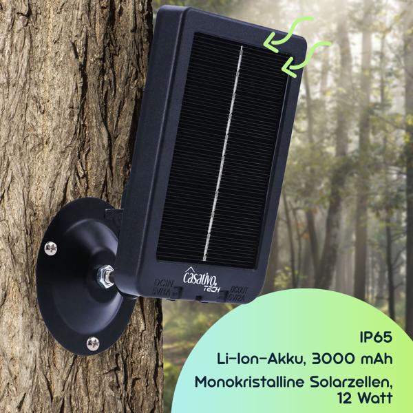 4K-UHD-Wildkamera inkl. Solar Panel im Spar Pack, Nachtsicht, WLAN, PIR, IP65, 3000 mAh, Kein Aufladen mehr notwendig