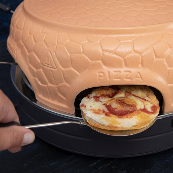 Pizzaofen mit Keramik-Kuppel für 6 Personen - 1000 Watt Leistung & Automatischer Thermostat - Spülmaschinenfest - Ideal für Pizza-Abende