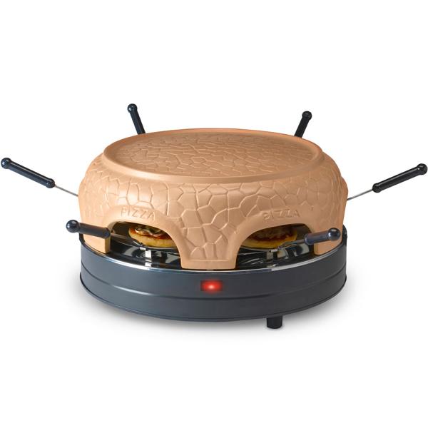 Pizzaofen mit Keramik-Kuppel für 6 Personen - 1000 Watt Leistung & Automatischer Thermostat - Spülmaschinenfest - Ideal für Pizza-Abende