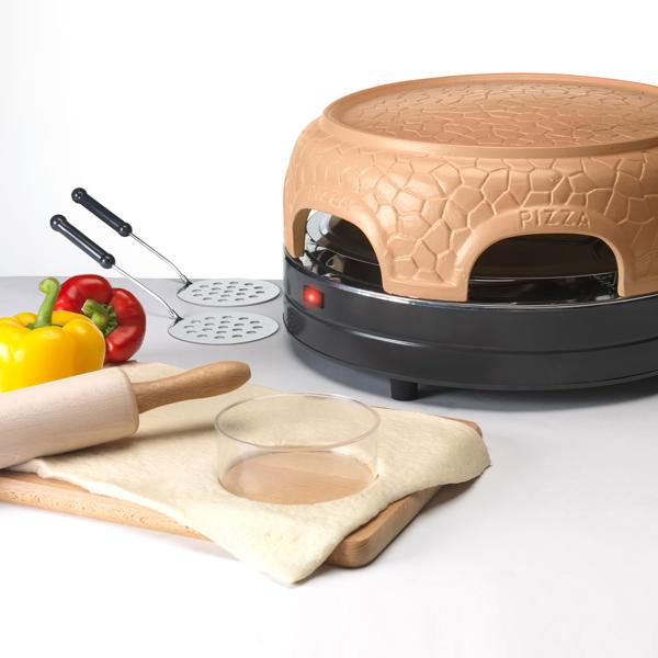 Pizzaofen mit Keramik-Kuppel für 6 Personen - 1000 Watt Leistung & Automatischer Thermostat - Spülmaschinenfest - Ideal für Pizza-Abende