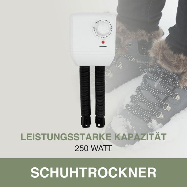 Effizienter elektrischer Schuhtrockner (250W): Schnelltrocknung für 1 Paar Schuhe / Ski Schuhe & Tauchanzüge. Einfache Montage & schonende Trocknung