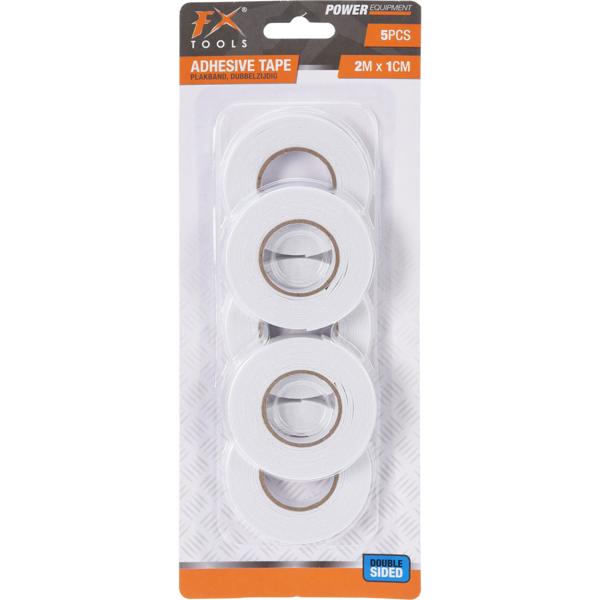 Doppelseitiges Klebeband 5 Rollen weiss - Vielseitig basteln, reparieren, Bilder befestigen, Teppiche fixieren - 2m lang, 1cm breit - Rückstandslos entfernbar