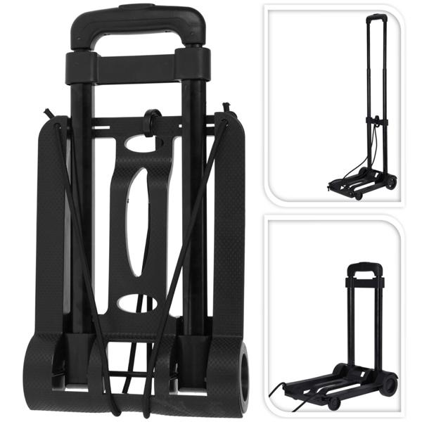 Transportkarre klappbar Anthrazit/Schwarz - bis 30 kg belastbar & rückenschonend - Gummiräder - Fixierband - 43x23x8 cm gefaltet