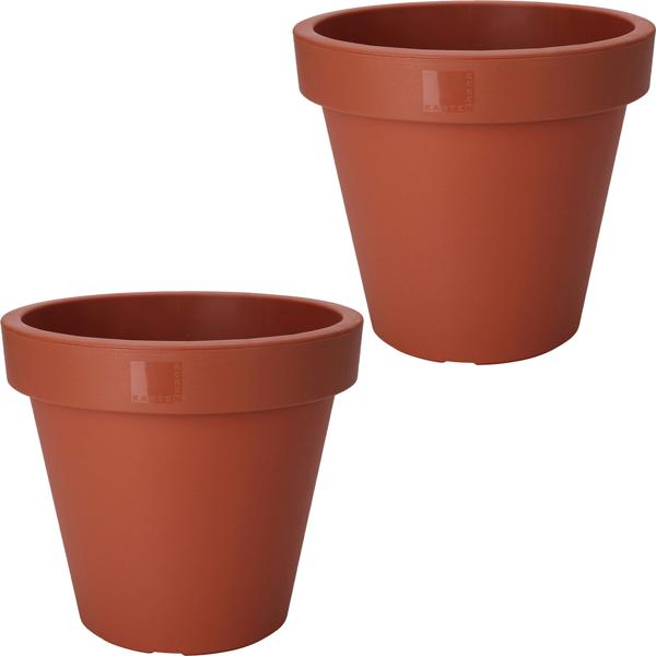 2er-Set Blumentopf rund Terracotta - Pflanztopf 100% recycelbarer Kunststoff - Ø 25 cm - Innen- & Aussenbereich - Stapelbar - Langlebig - CH9726