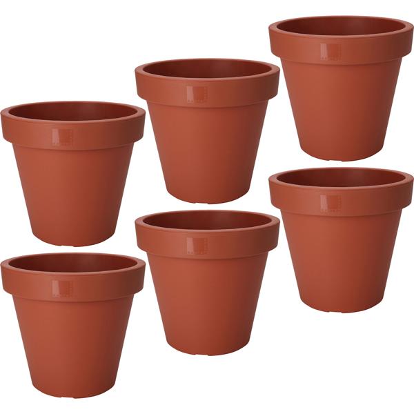 6er-Set Blumentopf rund - Terracotta Pflanztopf 100% recycelbar, Ø 25 cm - Ideal für innen & aussen, stapelbar & robust
