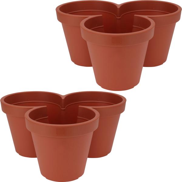 2er-Set kreative Blumentöpfe 3 Fächer - terracotta, Ø 44cm - Vielseitig & Dekorativ – Pflanzentopf für Kräuter, Blumen & mehr, Platzsparend & Modern