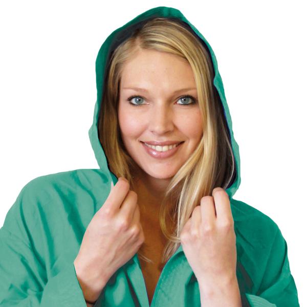 Mikrofaser-Bademantel Herren & Damen - leicht & saugfähig für Sport, Reise, Schwimmbad, Sauna - Grösse L, grün - 80% Polyester, 20% Polyamid, 500g