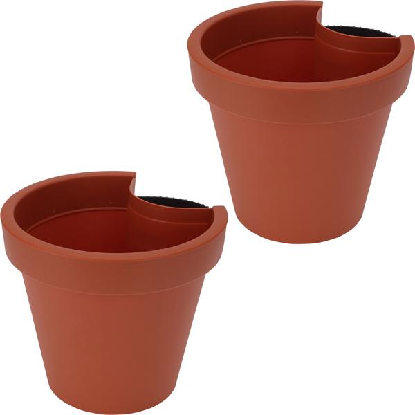2er-Set Fallrohr-Blumentopf rund - Terracotta Regenrohrtopf Ø 23 cm - Für Fallrohre bis 10 cm - Inkl. Befestigungsgurt - Robust & recycelbar