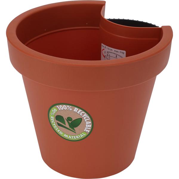 2er-Set Fallrohr-Blumentopf rund - Terracotta Regenrohrtopf Ø 23 cm - Für Fallrohre bis 10 cm - Inkl. Befestigungsgurt - Robust & recycelbar