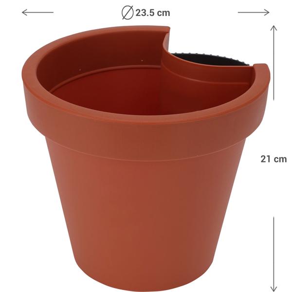 2er-Set Fallrohr-Blumentopf rund - Terracotta Regenrohrtopf Ø 23 cm - Für Fallrohre bis 10 cm - Inkl. Befestigungsgurt - Robust & recycelbar