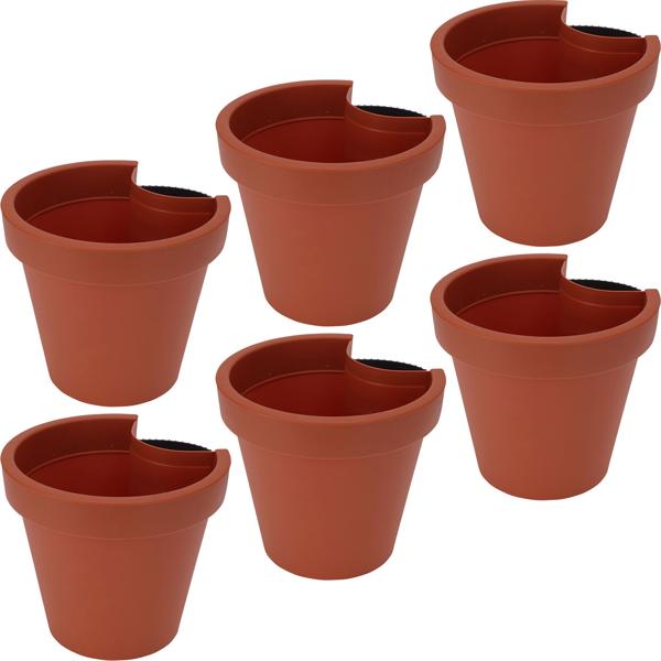 6er-Set Fallrohr-Blumentopf Ø 23 cm-Regenrohrtopf rund terracotta-Ideal für Blumen & Pflanzen am Fallrohr bis 10 cm-Recycelbar & robust mit Gurt