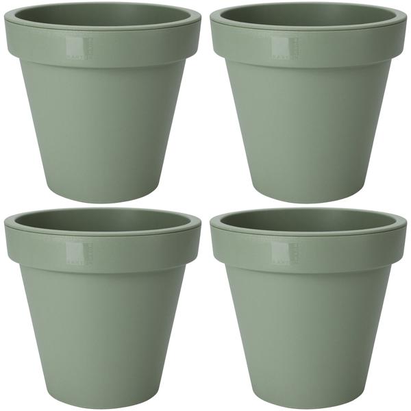 4er-Set Blumentopf Grün Ø 20 cm - 100% recycelbarer Kunststoff Pflanztopf stapelbar - Für Innen- & Aussenbereich - Robustes Polypropylen