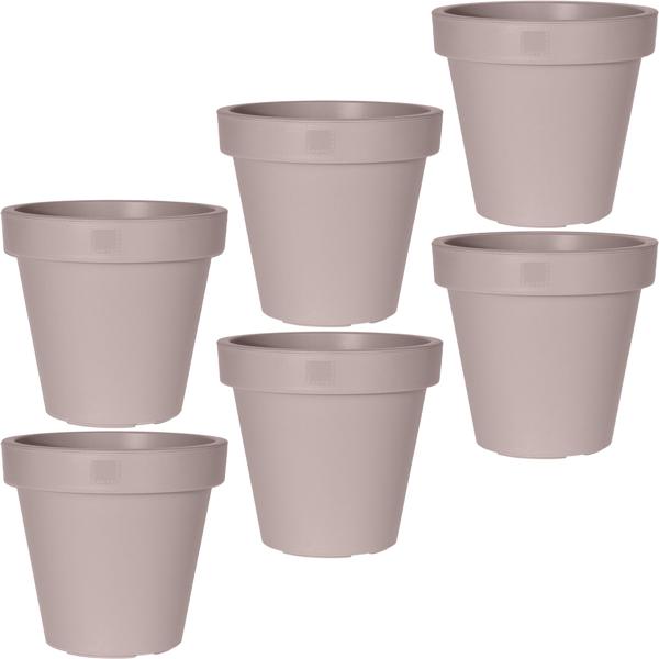 6er-Set Blumentopf rund braun-grau - Ø 25 cm - 100% recycelbarer Kunststoff - Ideal für Innen- & Aussenbereich - Robust, langlebig, stapelbar