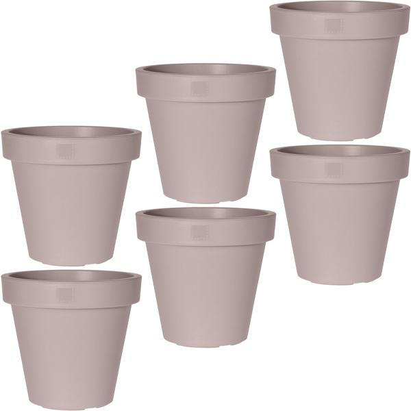 6er-Set Blumentopf rund braun-grau - 100% recycelbarer Kunststoff - Ø 30 cm - ideal für Innen- und Aussenbereich, stapelbar und robust