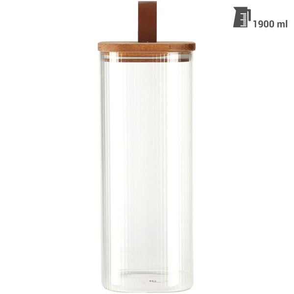 2er-Set Vorratsglas mit Akazienholzdeckel, 1900 ml