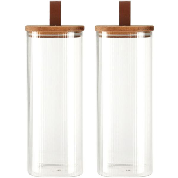2er-Set Vorratsglas mit Akazienholzdeckel, 1900 ml