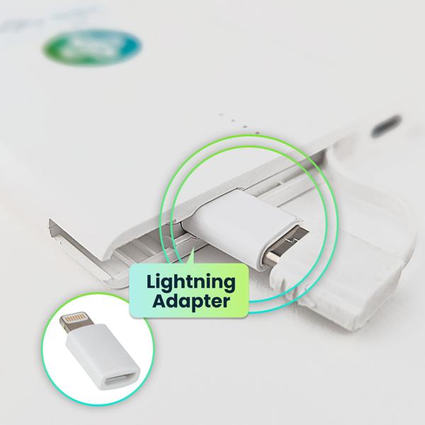 Kompakte Powerbank USB-C (4.000mAh) – Ultra-Slim Powerbank mit fest integriertem Kabel & Lightning Adapter – Mobiler Akku-Boost